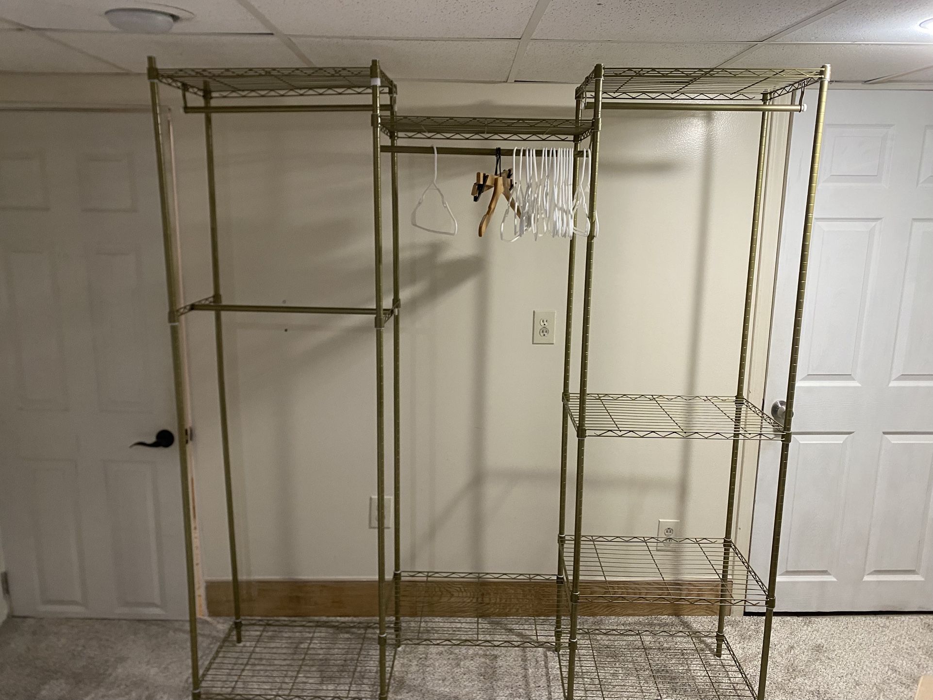 Portable Closet Wardrobe Heavy Duty Clothes rack, Freestanding Clothing rack with 4 hang rods & Shelves, Adjustable Closet rack