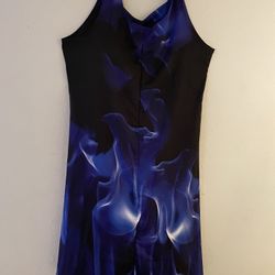Slinky Sleeveless Black&Purple Slip Dress Size 5xl