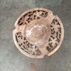 Carved Wood Vintage Asian Stool