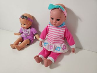 Cuddly Love Baby Doll & Mattel Little Mommy Baby Doll Purple Necklace Blue Eyes
