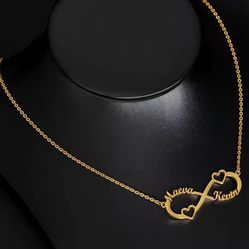 Custom Double Heart Two Names Infinity Necklaces For Women Stainless Steel Customized Necklace Pendant Personalized Jewelry Gift