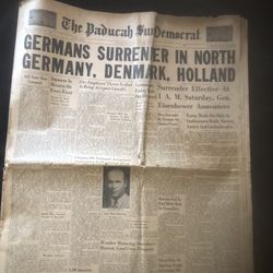 VTG/COLLECTIBLE 1945 THE PADUCAH SUN DEMOCRAT ,Paducah Ky., Evening Newspaper