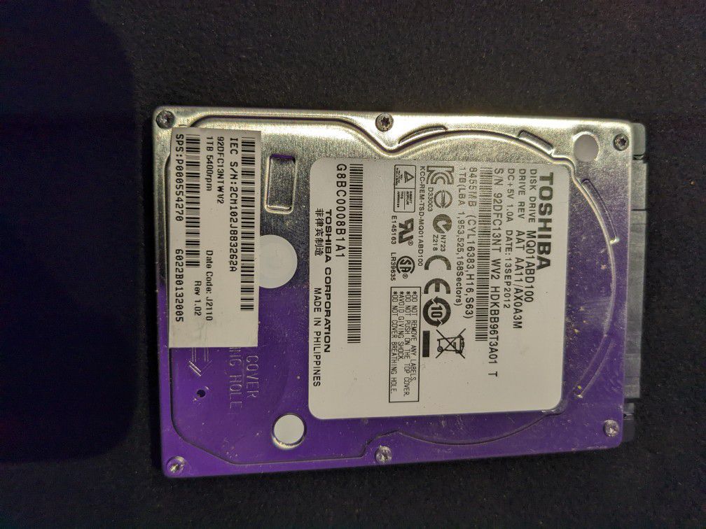 1 Terabyte SATA 2.5 Laptop Drive