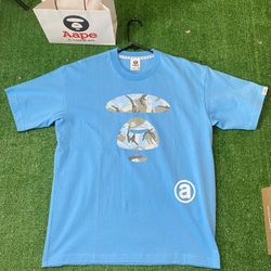 Exclusive SOLD OUT Bathing Ape Bape T Shirt Heavy Cotton Baby Blue Aape 