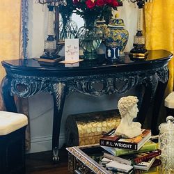 Ornate Console Table With Marble Top