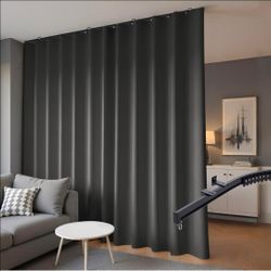 Room Divider Blackout Curtains & Ceiling Curtain Track set Wall Mount Extra Wide Track Curtains Flexible Sliding Curtain Rod Room Separation Privacy（W