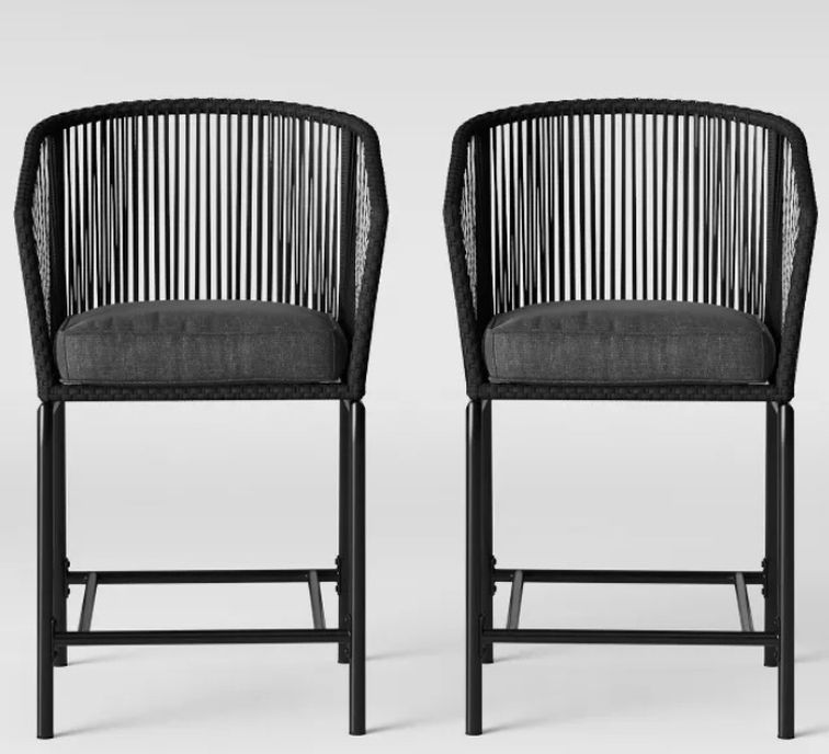 Bar Height Patio Chairs Charcoal - 2 Pack