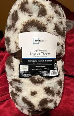 NEW: Leopard Print Lightweight Sherpa Throw