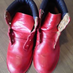 Timberland Boots Custom Painted Red 5M Size 5 Woman Boys Girls