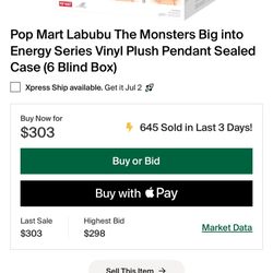 Pop Mart Labubu The Monsters Big into Energy Series Vinyl Plush Pendant Sealed Case (6 Blind Box)