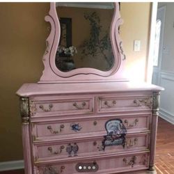 Pink Dresser With Mirror 