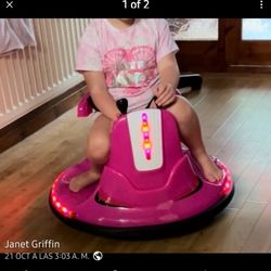 6V Bumper Car for Kids Toddlers Electric Ride On Car Vehicle w/ 360° Spin Pink