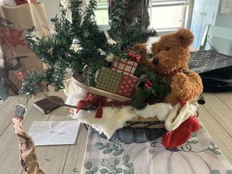 Teddy Bear Sleigh Christmas Decor