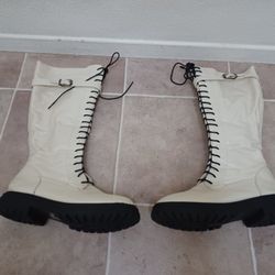 On My Command Combat Boots - Cream - Sz 11 (42)