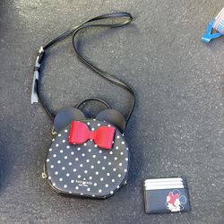 New Minnie Mouse Kate Spade, purse, and card holder