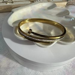 New gold crystal nail bangle bracelet