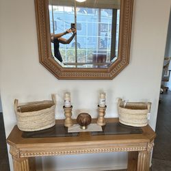 4pice solid oak entry table and coffee table