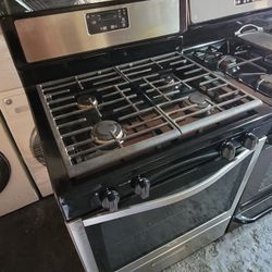 Whirlpool 4 Burner 30" Wide Stainless Steel Apartment Size Gas Stove 