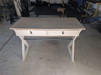 Modern Whitewashed 2-Drawer Writing Desk – Excellent Condition – $85 OBO