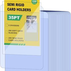 800ct Card Protectors - 400 Semi Rigid Card Sleeves & 400 Soft Sleeves, Graded Trading Cards Sleeve