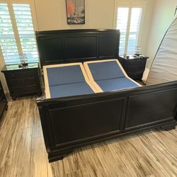 Sleigh Bed And Dresser With 2 Night Stands