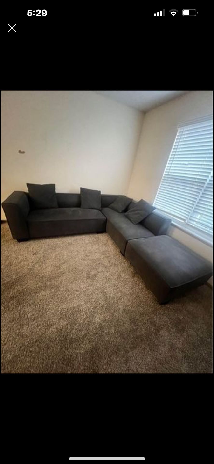 Charcoal Grey Polyester Sectional 