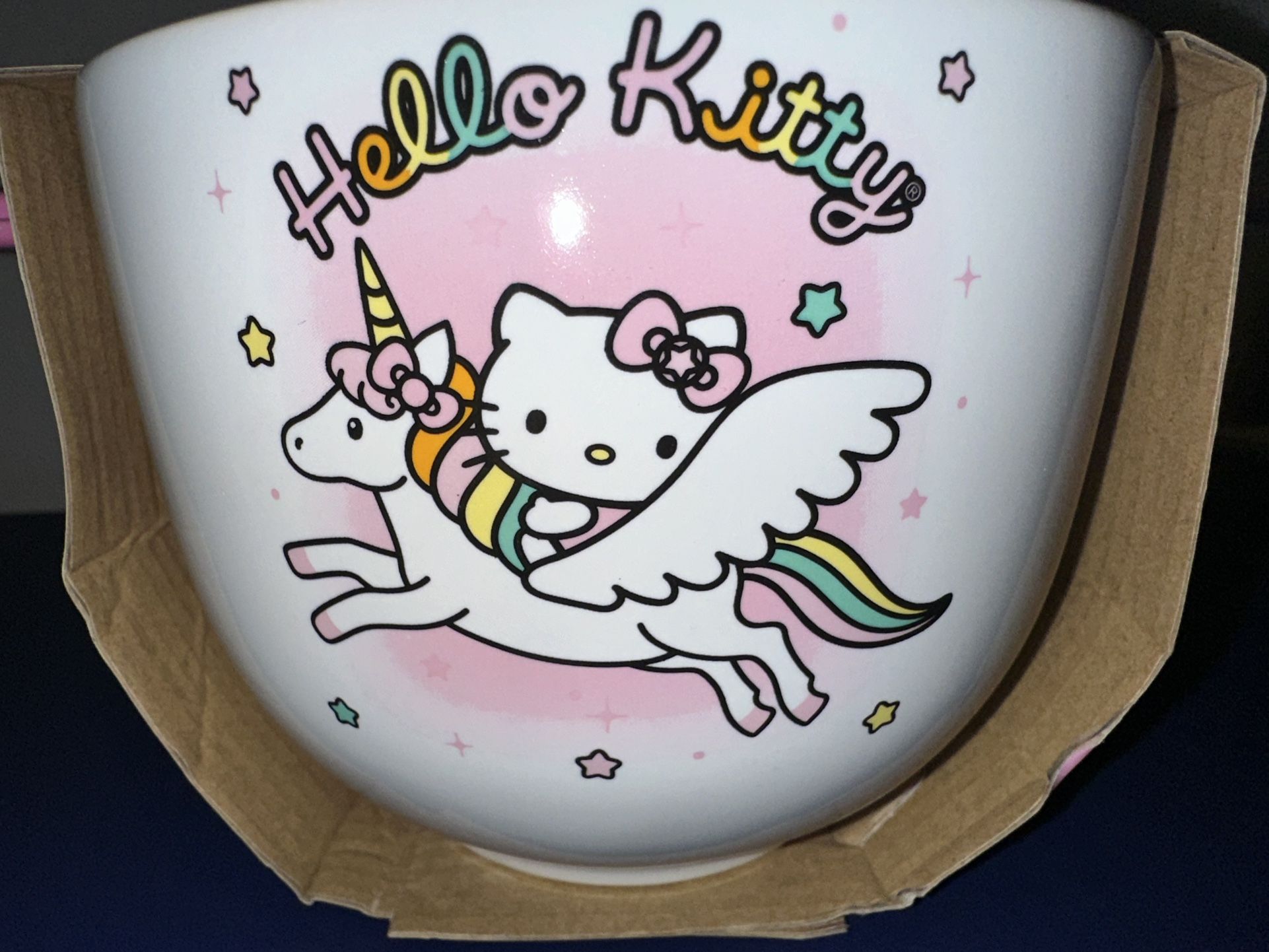 Hello Kitty Ceramic Bowl w/Chopsticks