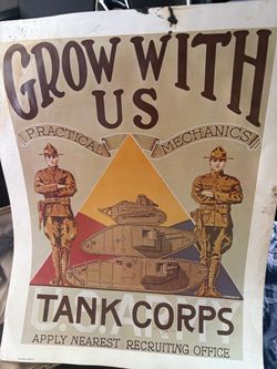 Vintage Army Tank Corps Recruiting Poster