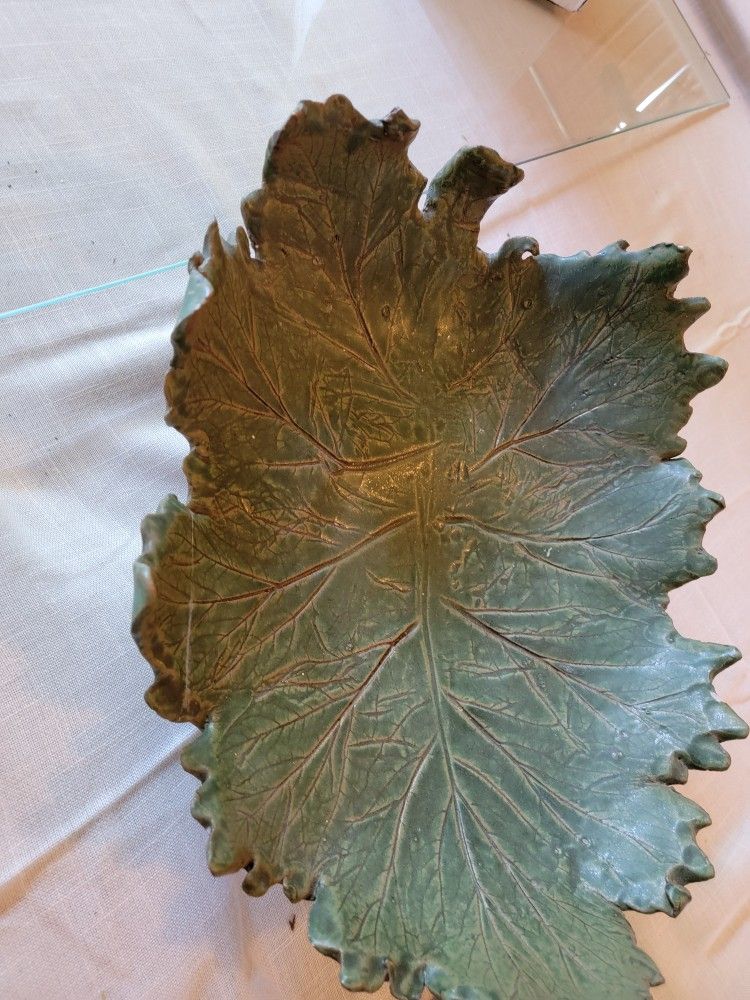 Vintage Big Pottery Leaf