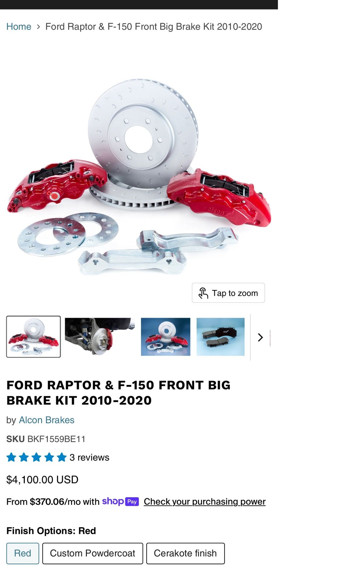 Ford f150 Raptor Front Alcon Brake Kit 2018