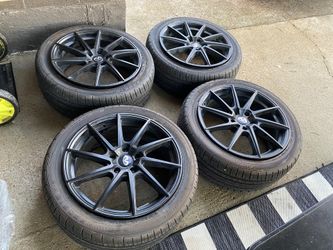 4 Liquid Metal Satin Black Wheels and OHTSU TIRES 235 /45 R18