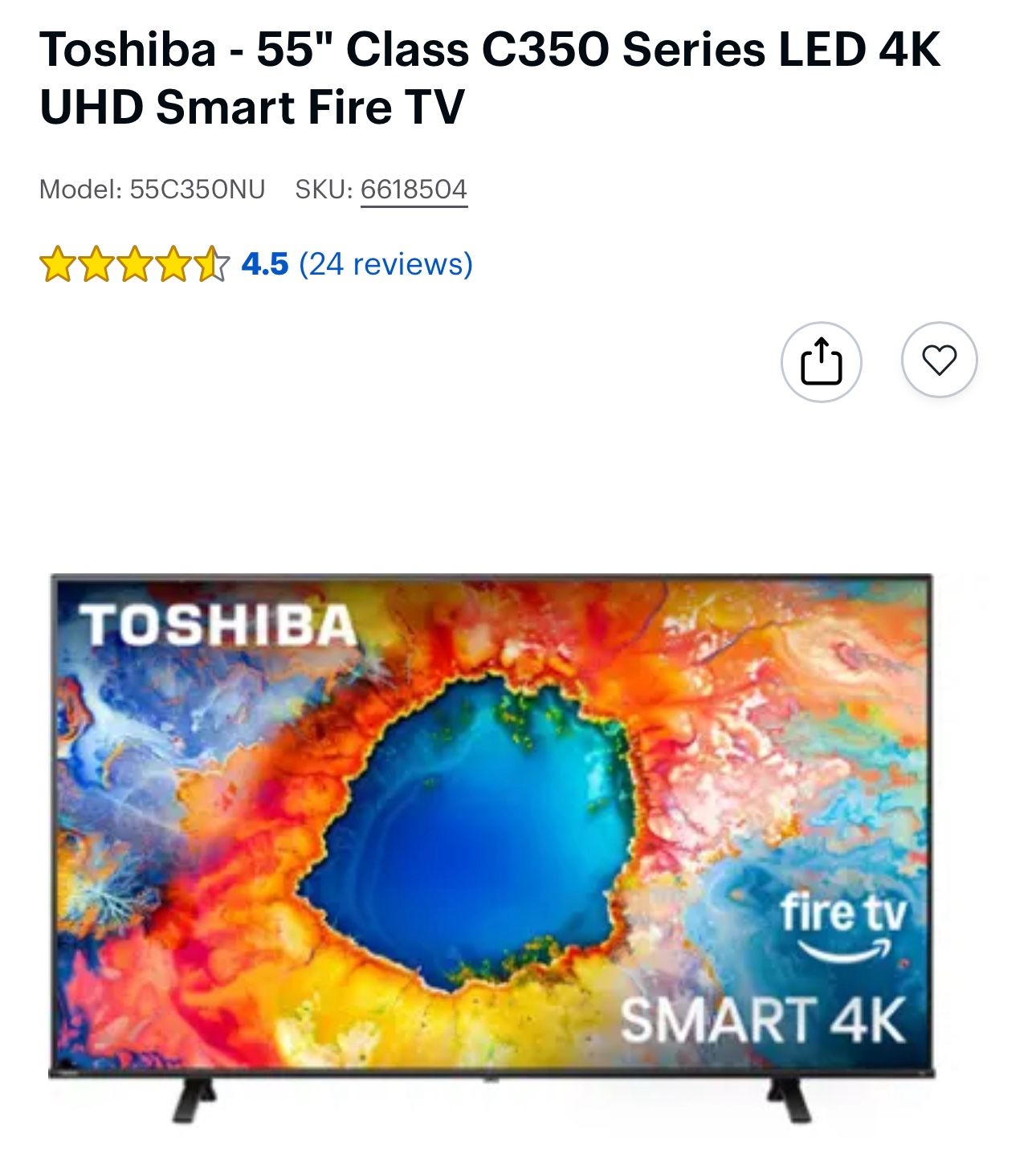 Toshiba - 55" Class C350 Series LED 4K UHD Smart Fire TV