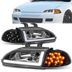 LA Zona Auto Parts 92 to 95 Honda Civic 2 door LED DRL Headlights Luces Micas Calaveras Faros Focos Luz Light