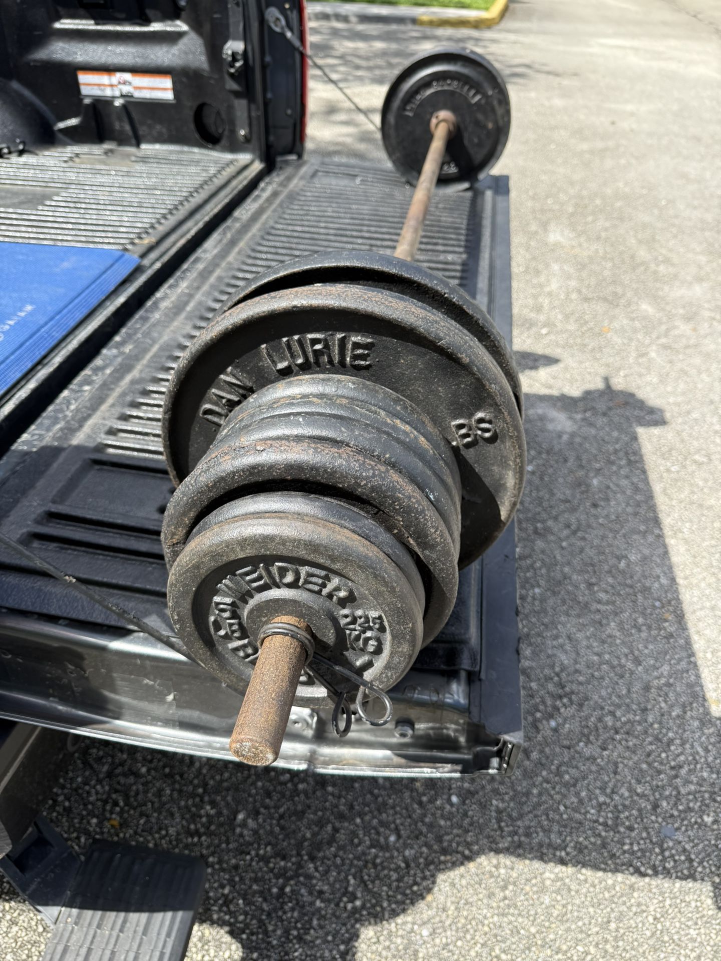 Large Weight Set With Solid Steel Barbell