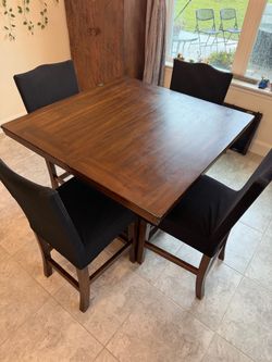 Dark Wood Counter Height Dinning Room Set