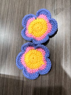 Handmade Crochet Flower Coasters