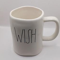 Rae Dunn Artisan Collection by Magenta "Wish" Mug, white, black letters