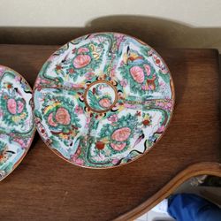 12 Medallion Plate, Family Rose Or ROSE MEDALION HAND PAINTED  VINTAGE FROM 19TH and 20th Century: Fabricado En  Macau.