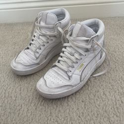 All white high top puma size 5 youth