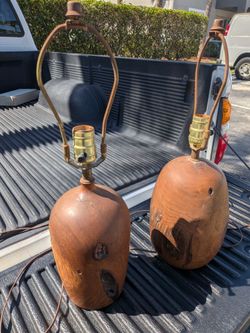 mid-century modern handcrafted wood lamps