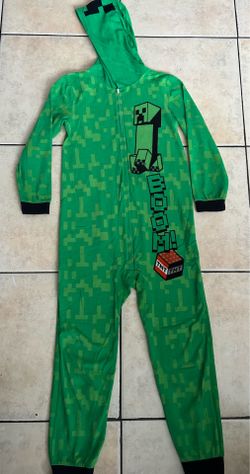 Minecraft One Piece Pajamas Creeper Union Suit Boy Girl Sleeper Size 14/16