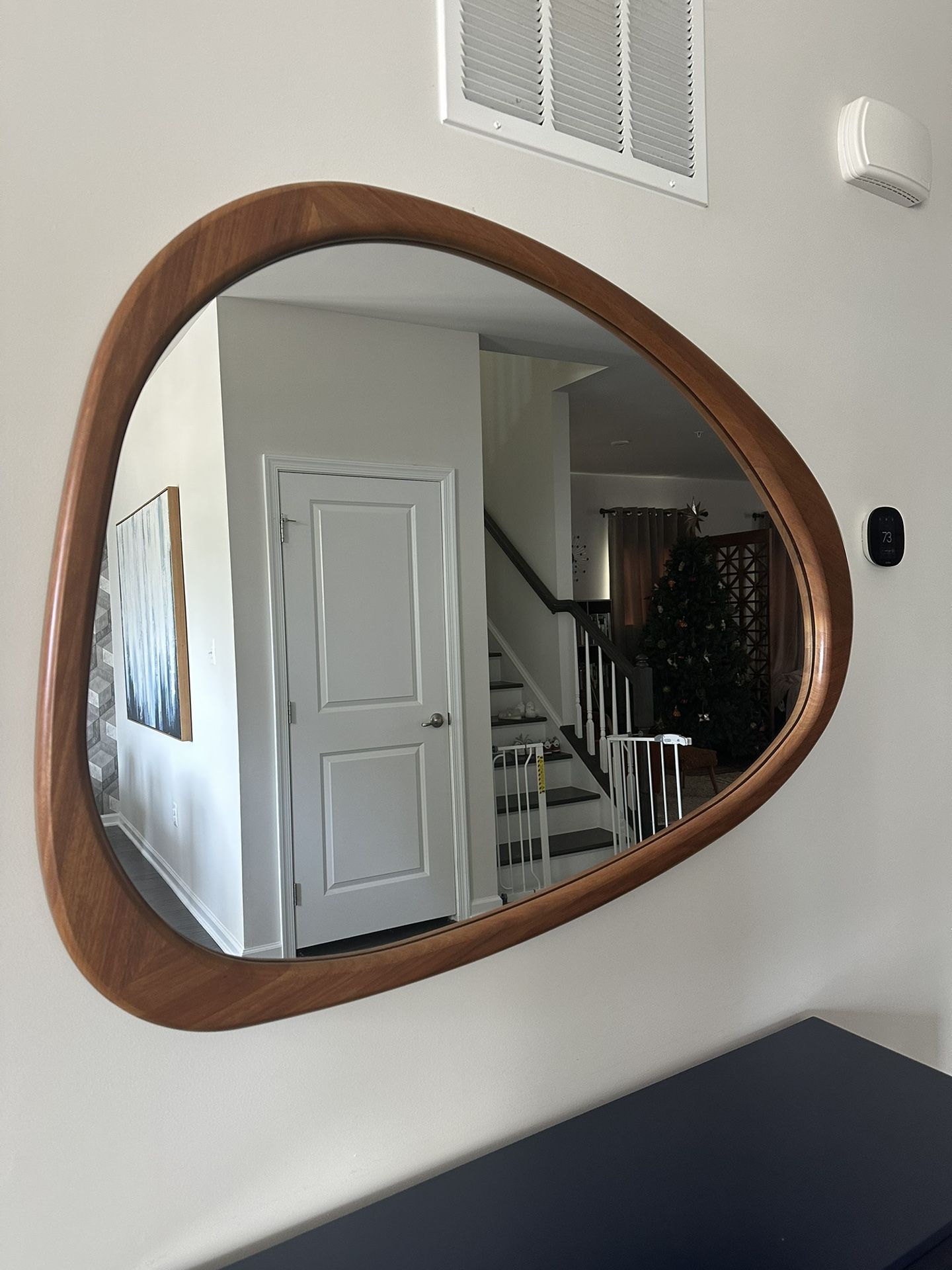 Mid-Century Asymmetrical Wood Wall Mirror - 39"W x 45"H