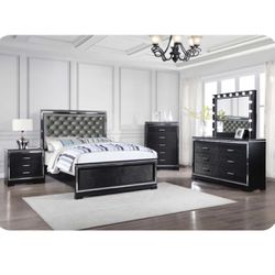 5 Piece Bedroom Set Dresser Mirror Nightstand Chest Bed Frame Brand New In Box Firm Price Queen $1,999 Eastern King & Cal King $2,200