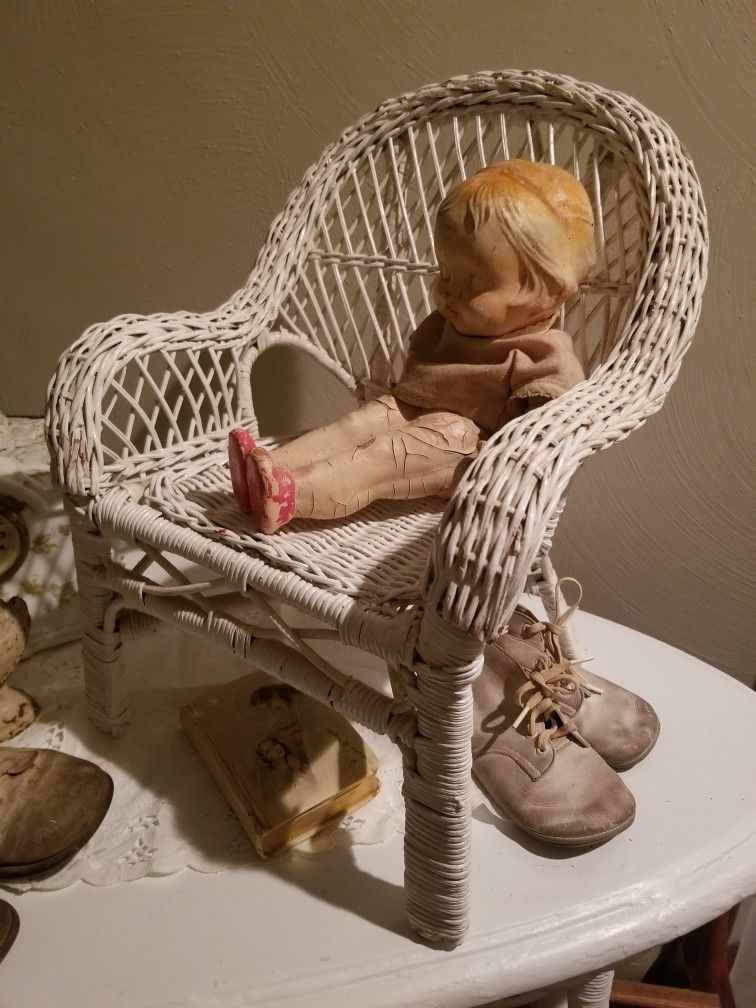 Charming Vintage Wicker Doll Chair 