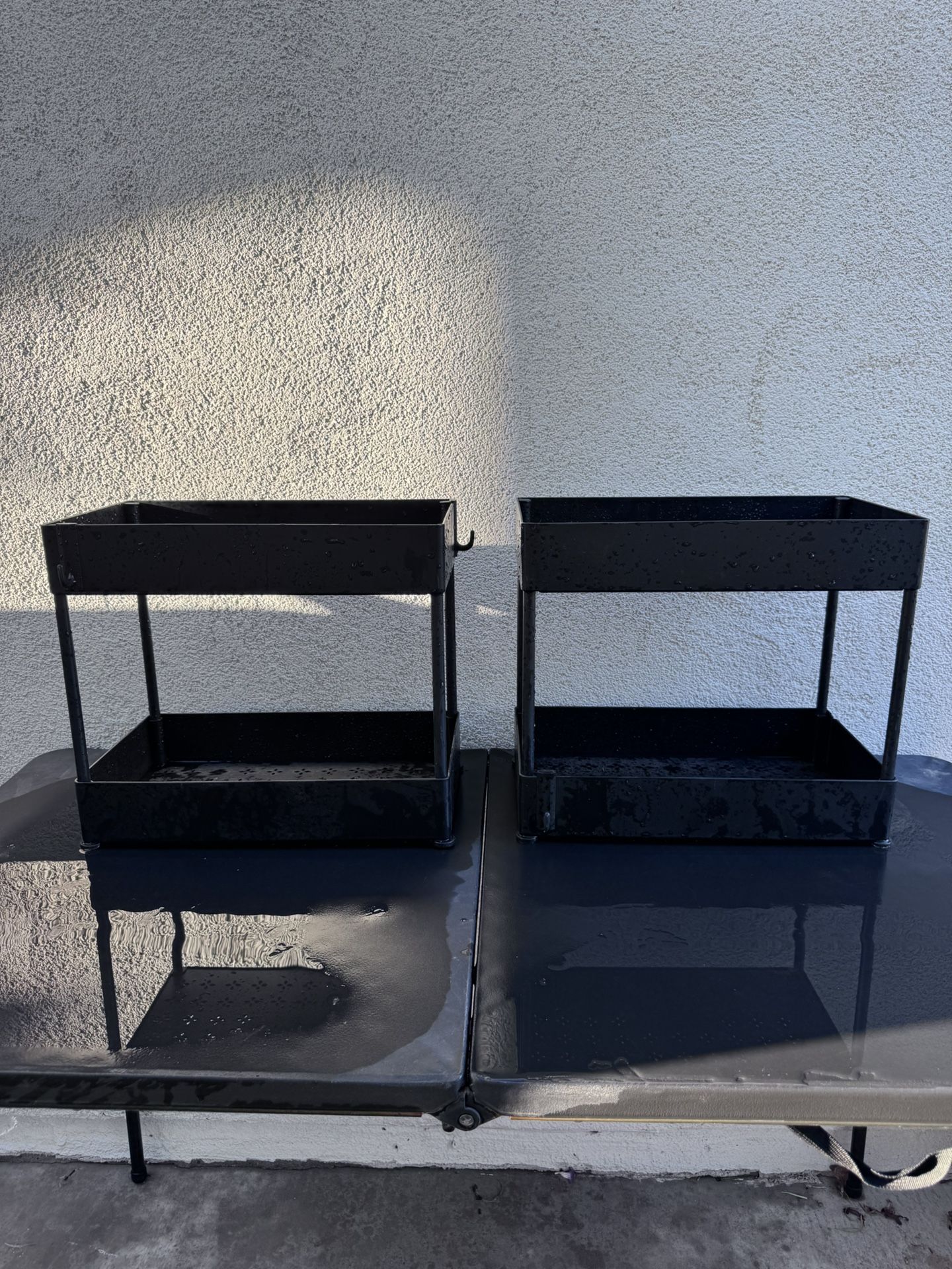 2 Double stackable shelve stands (indoor/outdoor) use