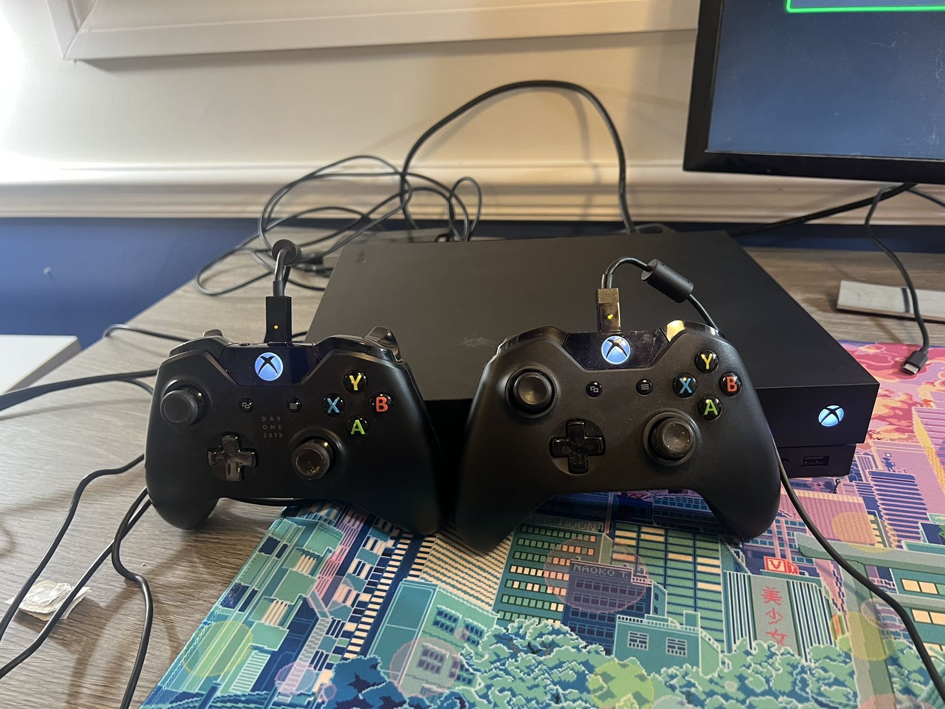 Xbox One X w/ Two Controllers And Cords (Tested)