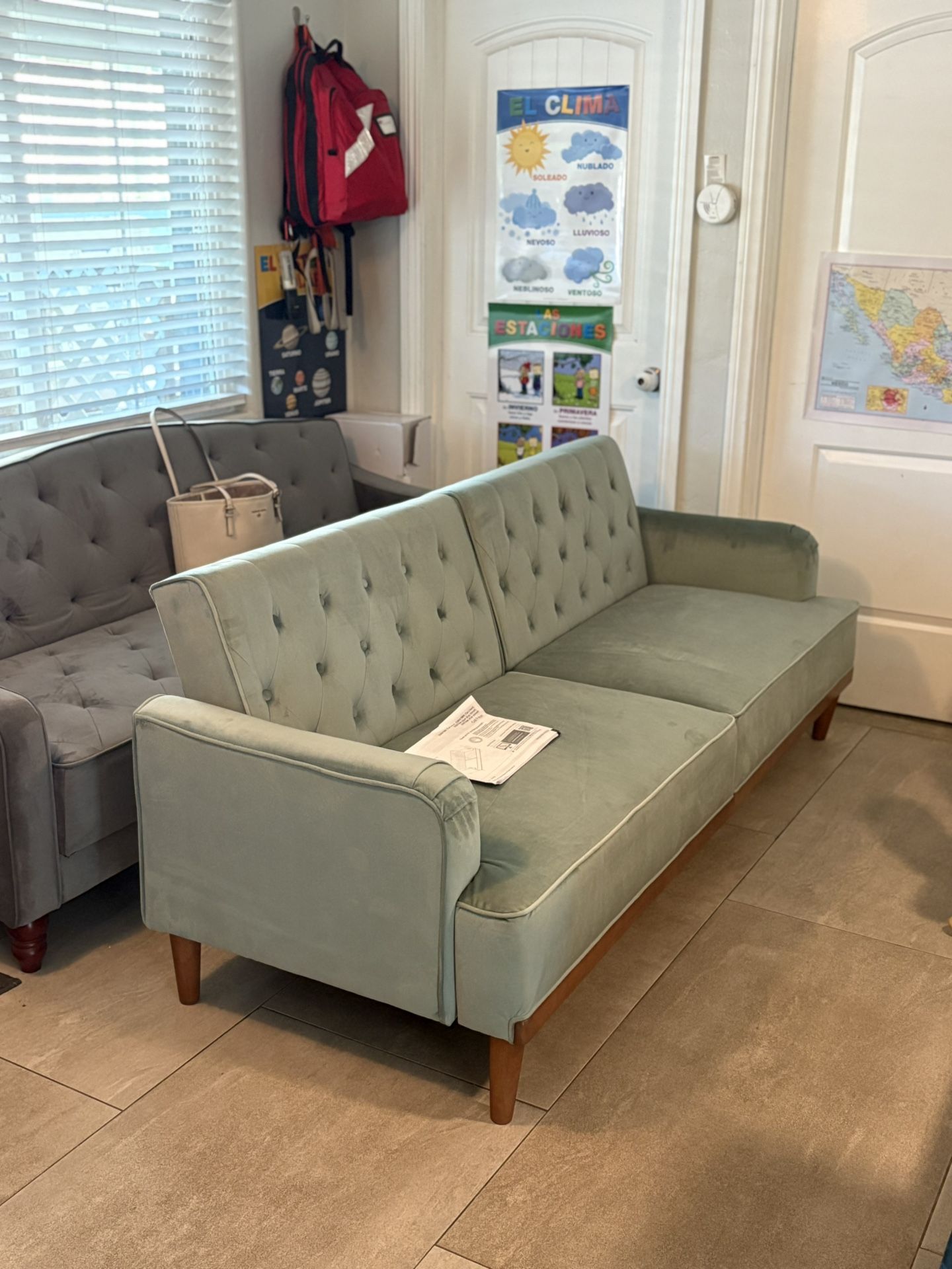 NEW Teal Velvet Futon