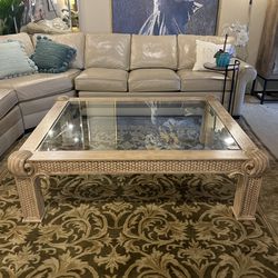 Neoclassical Square Glass Coffee Table