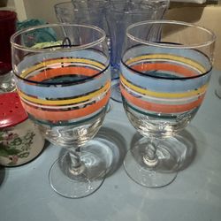 2 COLORFUL GOBLETS 