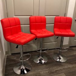 Brand New 3 Red Bar Stools 